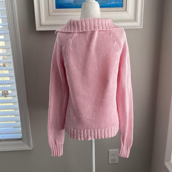 Vintage 90s 80s Longaberger Homestead Pink Knit Cardigan Buttonup Sweater Small - Picture 12 of 12